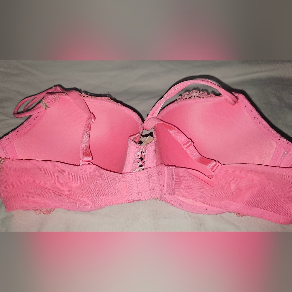 Victoria’s Secret Rare Padded Demi Vintage Pink Gold Lace Push Up Bra 38C RGUC - Picture 2 of 7